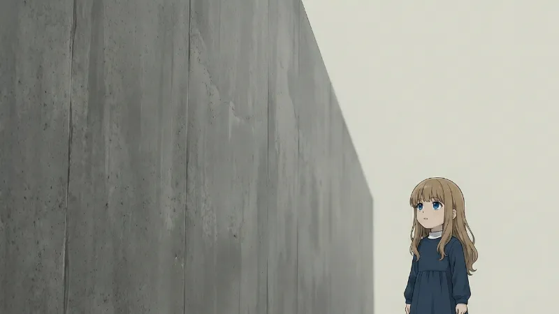 高すぎる壁を見上げる女性