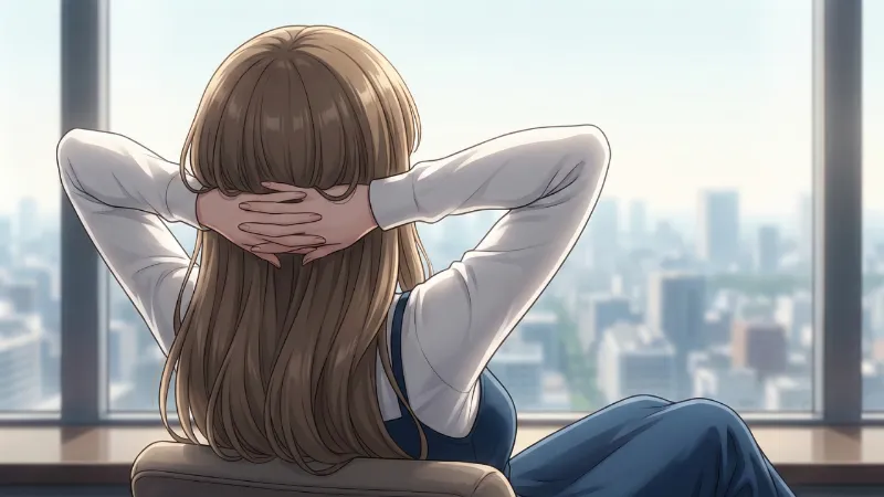 外を眺める女性