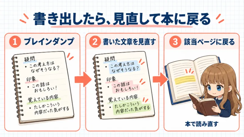 書いた内容を見返し、気になった章・ページを早く読む